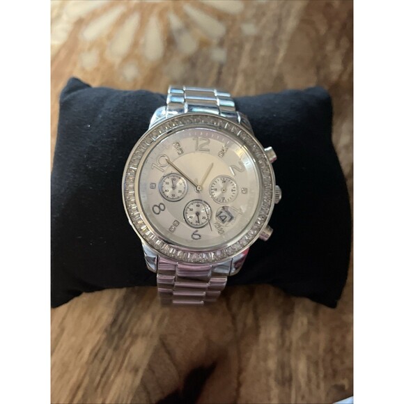 Silpada Finishing Touch Watch Stainless Steel Cubic Zirconia Retired Plus Links - Picture 2 of 10